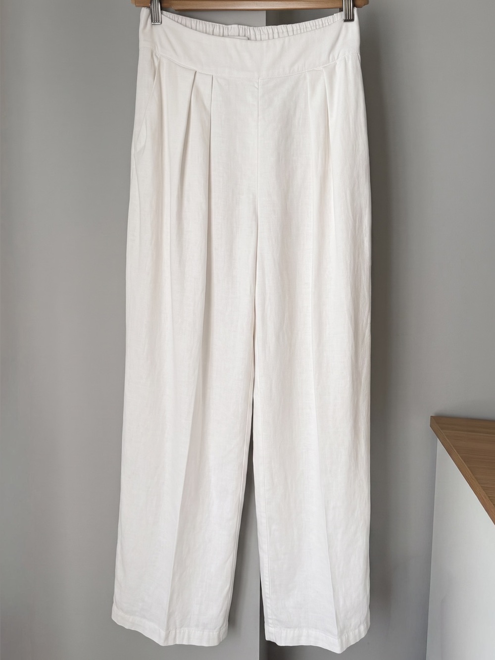 Abercrombie White Linen Blend Pull On Wide Leg Pants S Beach Vacation